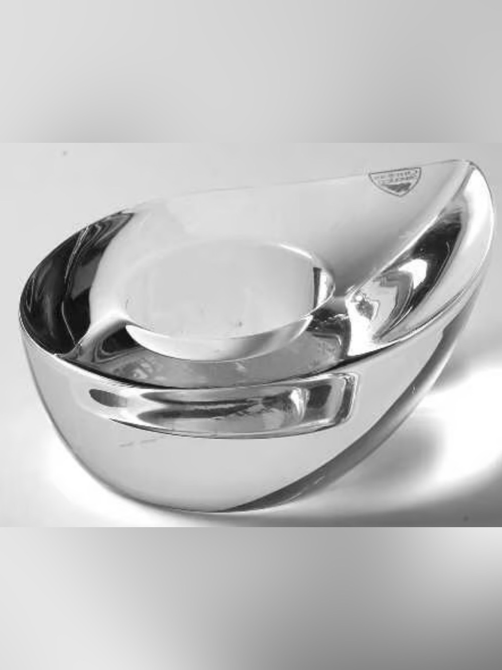 Orrefors Crystal Decorative Candle Holder - Sleek Modern Home Accent
